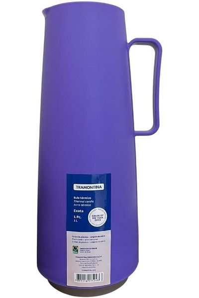 TRAMONTINA Since 1911, Made In Brazil - Exata Purple Plastic Thermal Flask With 1 Liter Glass Liner