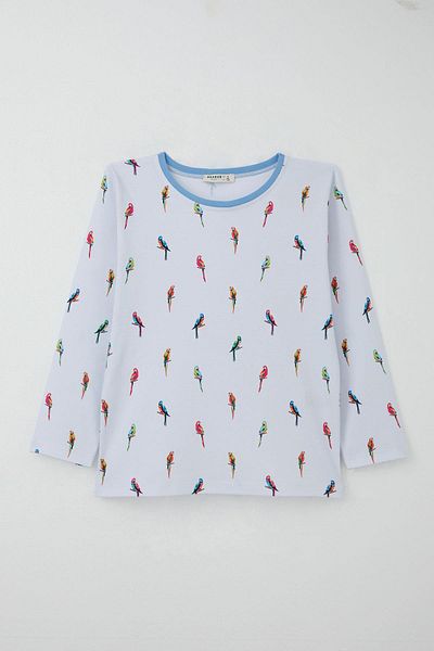 Breeze Set de pijamale pentru băieți, cu model papagal colorat, 4-8 ani, albastru gheață