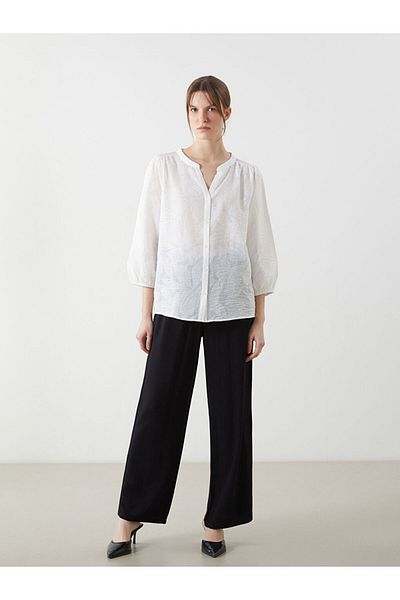 LC Waikiki New Season Open Collar Openwork Jacquard Women's Blouse - S5Ke70Z8