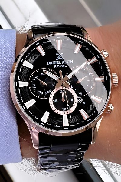 Daniel Klein Original Men's Wristwatch - Black Color, 3 Atm Waterproof, Steel Band