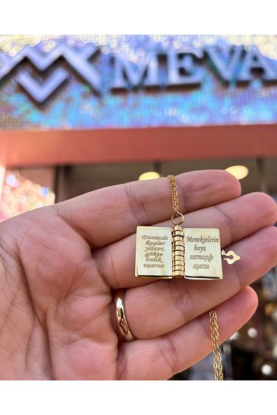 DM Takı Special Design Poetry Book Necklace for Lovers (Meva Jewelry)