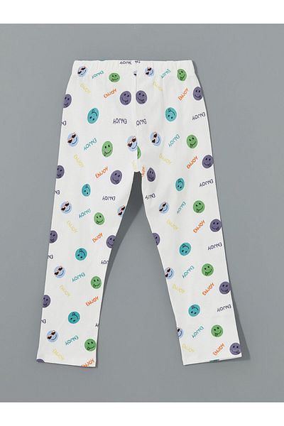 LC Waikiki Lcw Kids Ecru Elastic Waist Printed Boys' Pajama Bottom