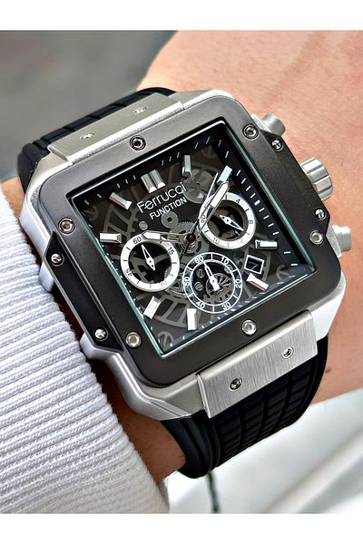 Ferrucci Function Black Color Silicone Cord Men Wrist Watch Fcf23014