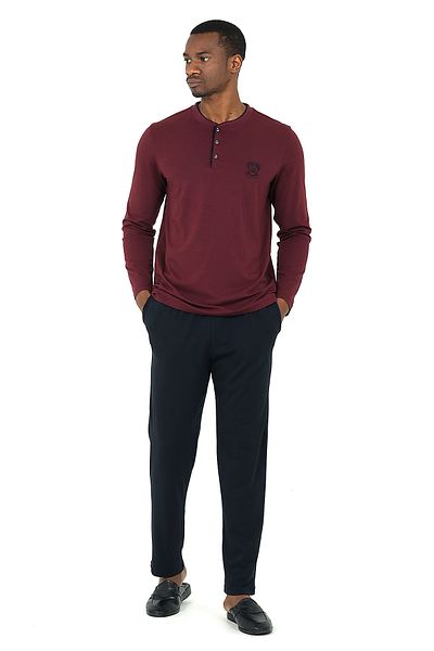 Damat Ds Damat Classic Pajamas Knitwear Rob Set 3-Piece Laci̇-Bordo