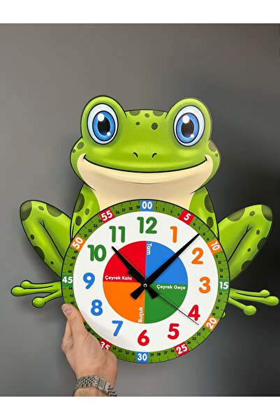 karbonsoft Sevimli Küçük Kurbağa Montessori Çocuk Odası Eğitici Ahşap Duvar S...