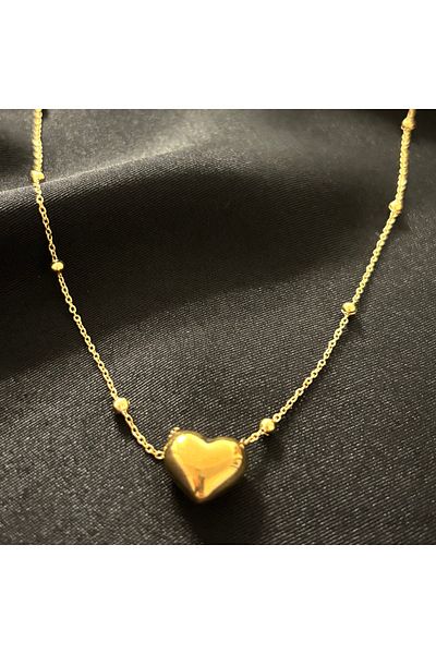 Zeyn Doric Heart Gold Steel Necklace