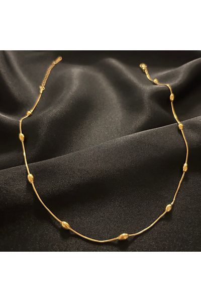 Zeyn Dorika Gold Steel Necklace