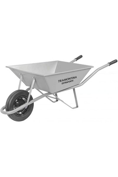 TRAMONTINA Since 1911, Made In Brazil - Wheelbarrow Extraforte With Gray Metal Heavy-duty Bucket 65l