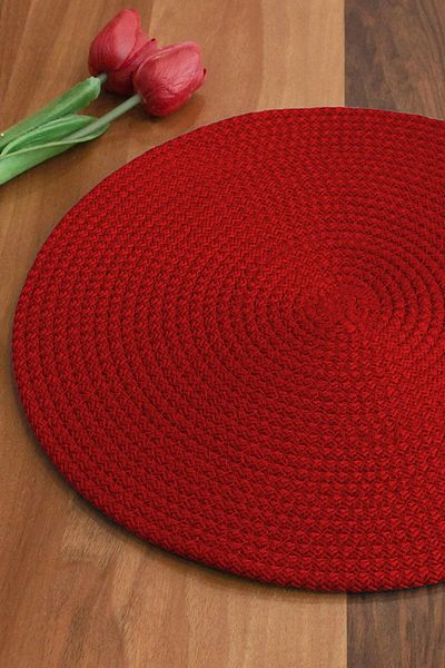 ULUSEN 6 Pieces Red Jute Plates / American Service Lux Presentation Plates