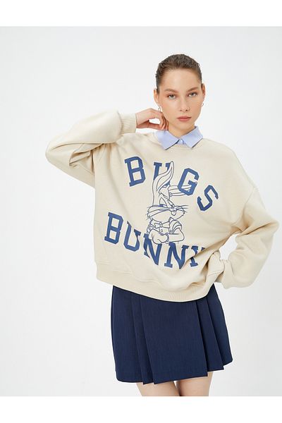 Koton Bugs Bunny Sweatshirt Licensed Raised Long Sleeve Crew Neck