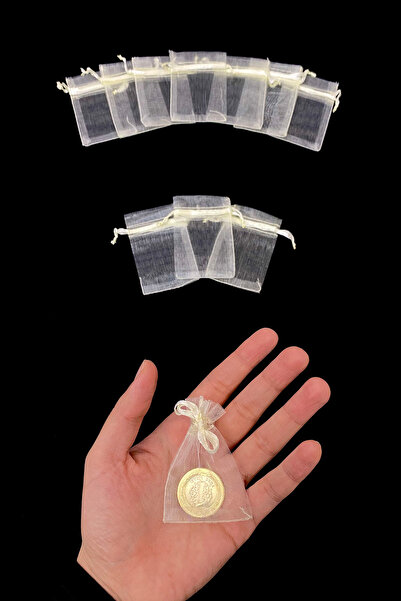 ZEYMERADE كيس من التول الشفاف من الأورجانزا الكريمي، 50 قطعة مقاس 5 × 7 سم، م...