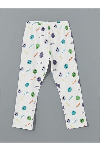 LC Waikiki Lcw Kids Ecru Elastic Waist Printed Boys' Pajama Bottom