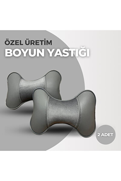 K-Design Özel Dikim Boyun Yastığı 2 ADET - Tay Tüyü Ve 1.kalite Deri FÜME