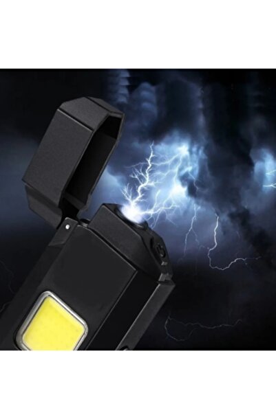 gaman Mini Cob Led Işıklı Type-C Şarjlı Elektronik Gazsız Çakmak, Taşınabilir El Feneri