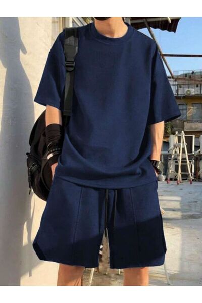 ervafashion Lacivert Oversize Rahat Kalıp Unisex Günlük Tişört