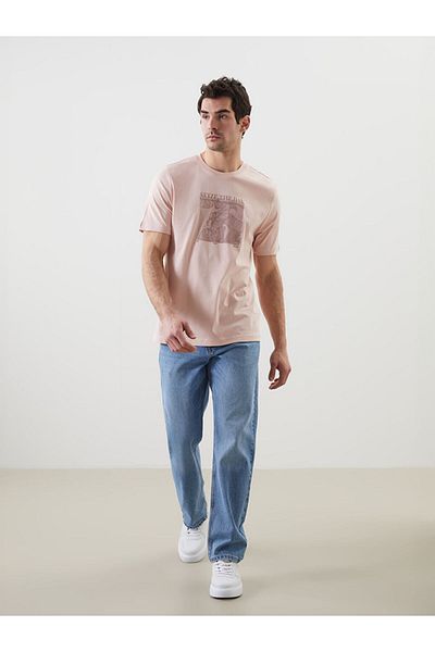 LC Waikiki Ανδρικό μπλουζάκι LCW Crew Neck με εμπριμέ χτενισμένο βαμβάκι