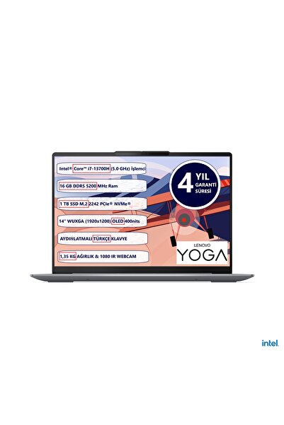 LENOVO Yoga Slım 6 83E0005YTR Core™ I7-13700h 16gb 1tb Ssd 14" Oled Freedos Taşınabilir Bilgisayar