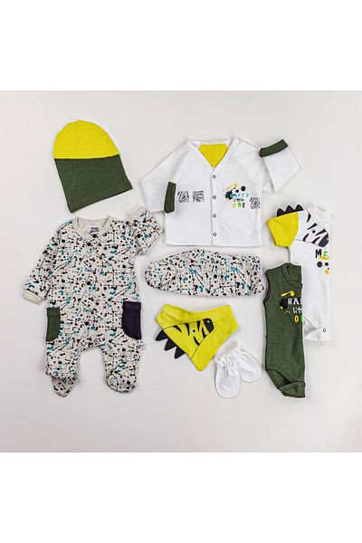 İmaj Baby Boy 8 Piece Splash Zebra Hospital Discharge Set, Bodysuit Set, Baby Set