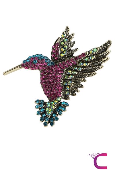 Cinderella HummingBird Tasarım Kadın Zirkon Taşlı Kuş Broş - Hediyelik Arkada...