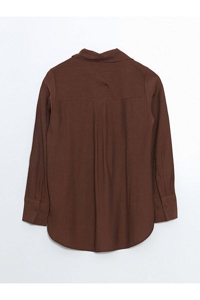 LC Waikiki Lcwaikiki Classic Brown Textured Crinkle Women's Shirt