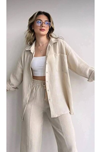 ALLEYTA New Season Γυναικείο Πουκάμισο Παντελόνι Λινό Σετ