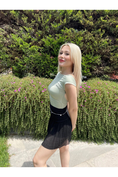 Zechka Γυναικεία μπλούζα Mint Green Deep Back Low-cut - Κοντό μανίκι (zck0793)