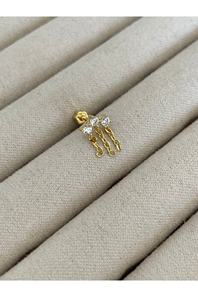 Sade Accessory Zincir Sallantılı Üç Taşlı Piercing