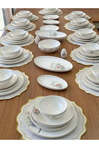 MD MİMOZA DEKOR Yemek Takımı 55 Parça 12 Kişilik Mimoza