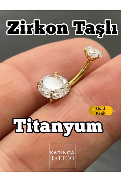 Karınca Piercing Titanium Belly Piercing - Zircon Stone Ant Tattoo