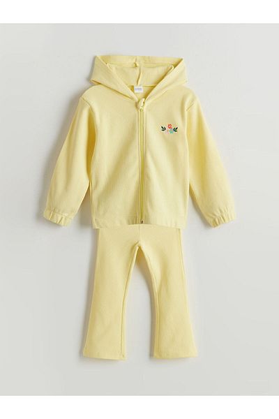 LC Waikiki Lcw Kids Yellow Hooded Girls' Cardigan and Leggings 2-Pack