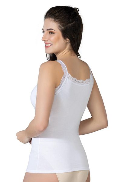 Emay White Mi 1411 Modal Cotton Lace Tank Top
