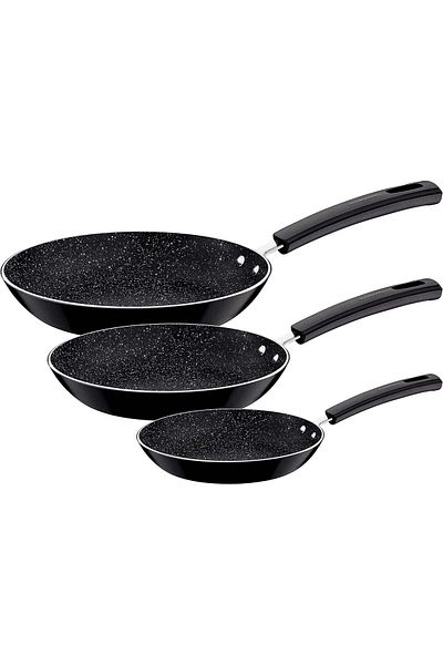 TRAMONTINA Since 1911, Made In Brazil - Chelsea 3 Pieces Black Aluminum Frying Pan Set - 20cm 24cm 26cm