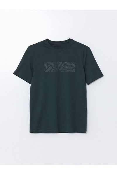 LC Waikiki Ανδρικό μπλουζάκι LCW Crew με κοντό μανίκι με εμπριμέ χτενισμένο βαμβάκι