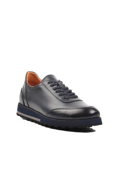 AYAKMOD Premium 6460 m Navy Blue Genuine Leather Men's Casual Shoes