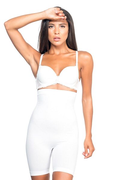 Emay White 2077 High Waist Patterned Leg Corset