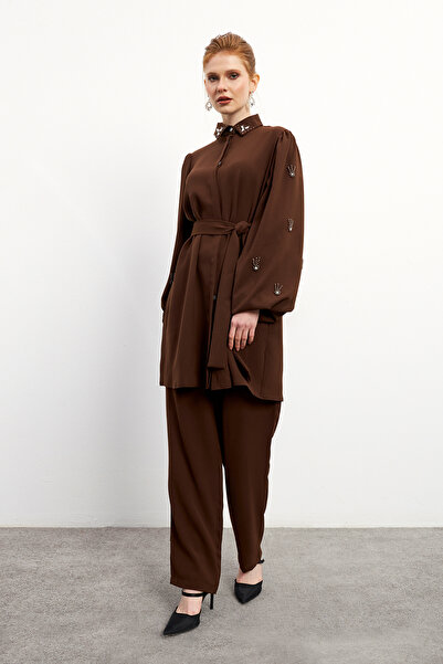 VAVİNOR Σετ τουνίκ και πανταλόν με μοτίβο καφέ Leora