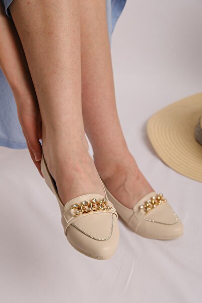 Oksit Yoora Stone Detailed Comfort Women's Ballerinas