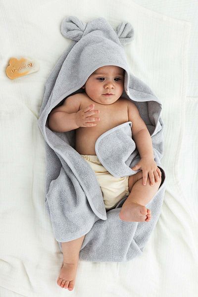İrya Tiny Bear Organic Cotton Baby Swaddle Gray 75X75