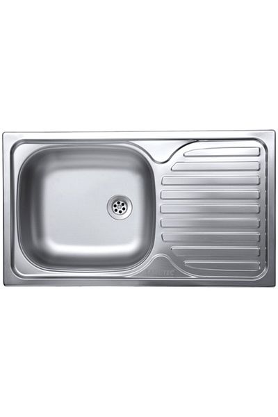 SANITEC Chiuveta bucatarie Sanitec C403S, pentru blat, finisaj satinat, cuva stanga, 76x43,5cm, Inox