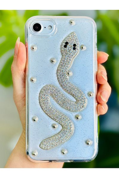Go Aksesuar حافظة بتصميم على شكل ثعبان حجري ثلاثي الأبعاد متوافقة مع هاتف Iphone 7 - 8 - SE 2020 - SE 2022