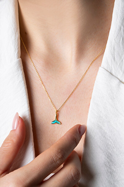 Elika Silver 925 Ayar Gümüş Mavi Mineli Deniz Kızı Model Şans Kolye