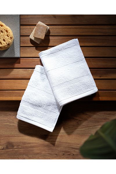 Madame Coco Emele 2 Pack 100% Cotton Hand Towels - White