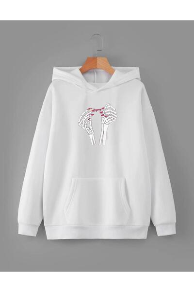 RPT MODA سترة علوية أساسية ذات قلنسوة ذات مقاس كبير ومطبوعة يدويًا على شكل هي...