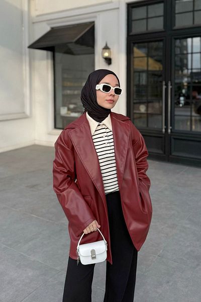 Ceylan Otantik JACHETA DE PIELE ROSIE CLARET