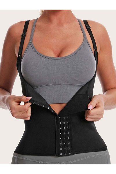 MİSTİRİK Corset sport Trigoso Black Latex - cu bretele, model pentru talie, 4 trepte
