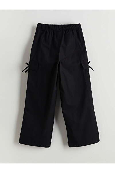 LC Waikiki LCW Kids Pantaloni cargo negri pentru fete, cu talie elastică, cu ...