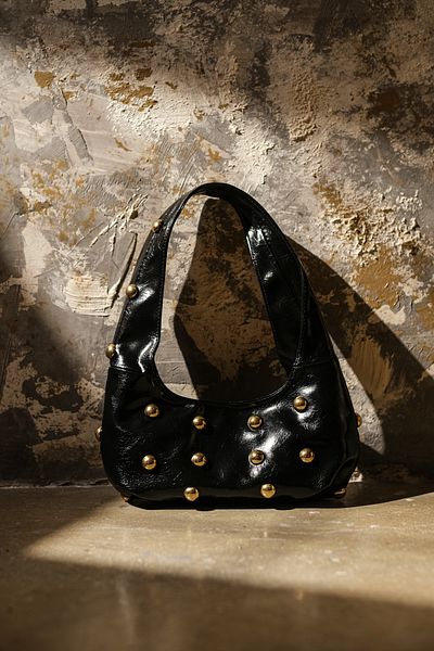 Çantacımstore Women's Black Studded Handbag 040325