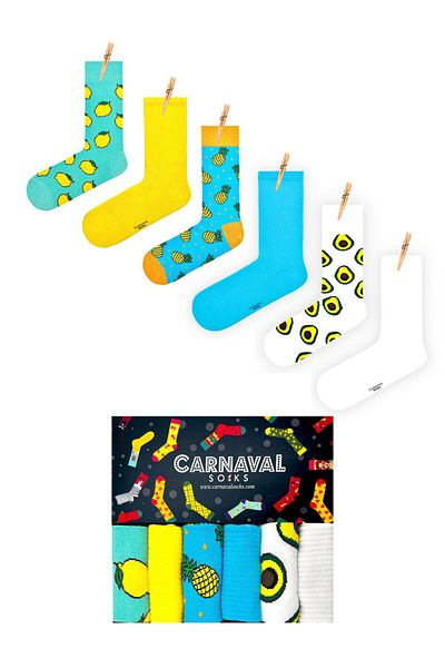 CARNAVAL SOCKS КОМПЛЕКТ ОТ 6 ЧАСТНИ ЧОРАПИ С ШАБЛОНИ И ЕДНОЦВЕТНИ