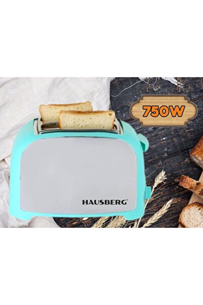 Hausberg Prajitor paine 2 felii Hausberg, HB-190BL, 750W, declansare automata, Bleu