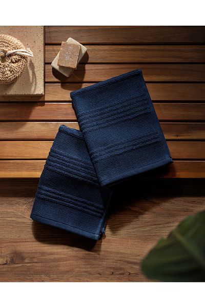 Madame Coco Jack 2 Pack 100% Cotton Hand Towels - Navy Blue